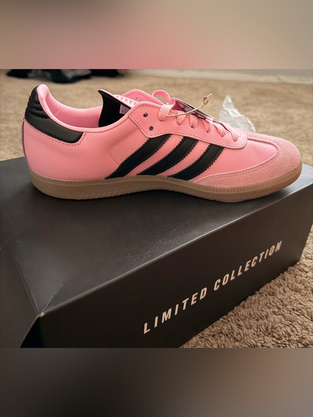 adidas Pink and Black Women's Samba Low Sneakers - Picture 3 of 4